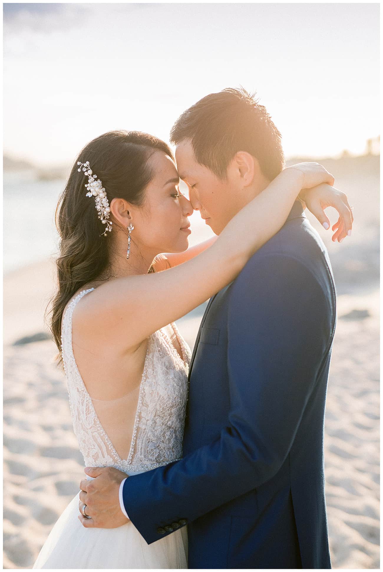 bride and groom on the beach at The Cape